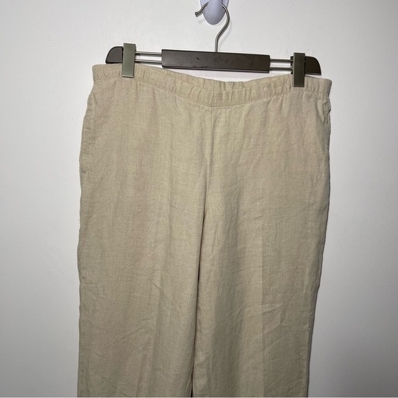 J.JILL women Beige 100% linen coastal cropped pull on trouser pants in petite S - Picture 2 of 8